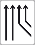Verkehrszeichen 550-23 StVO, Zusammenführungstafel an durchgehender Strecke
