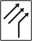 Verkehrszeichen 551-21 StVO, Zusammenführungstafel an einmündender Strecke