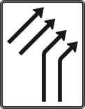 Verkehrszeichen 551-22 StVO, Zusammenführungstafel an einmündender Strecke