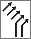 Verkehrszeichen 551-23 StVO, Zusammenführungstafel an einmündender Strecke