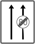 Verkehrszeichen 537-30 StVO, Fahrstreifentafel, Ende Höchstgeschwindigkeit