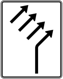 Verkehrszeichen 551-24 StVO, Zusammenführungstafel an einmündender Strecke