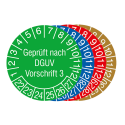 Prüfplaketten mit Jahresfarbe (6 Jahre), 2022 / 2026 - 2025 / 2030, nach DGUV Vorschrift 3, Rolle