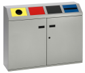 Recyclingstation -Cubo Martino- 200 Liter aus Stahl, mit 4 farbigen Einwurfsklappen