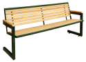 Sitzbank -Cosmo- mit Rückenlehne, aus Stahl, Sitz- und Rückenfläche aus Robinien-Holz, mobil