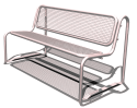 Sitzbank -Ercole- mit Rückenlehne, aus Stahl, Sitz- und Rückenfläche aus Drahtgitter