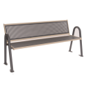 Sitzbank -Gunix- mit Rückenlehne, aus Stahl, Sitz- und Rückenfläche aus Lochblech, mobil