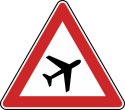 Verkehrszeichen 101-20 StVO, Flugbetrieb, Aufstellung links