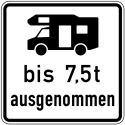 Verkehrszeichen 1024-19 StVO, Wohnmobile mit einer zulässigen Gesamtmasse bis 7,5 t...