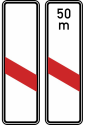 Verkehrszeichen 162-20 / 162-21 StVO, Einstreifige Bake (Aufstellung links)