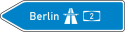 Verkehrszeichen 430-10 StVO, Pfeilwegweiser zur Autobahn, linksweisend, Höhe 700 mm