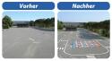 Spielplatzmarkierung Hüpfspiel DecoMark® ′Zahlenfeld′ aus Thermoplastik - Anwendungsbeispiel: Vorher
