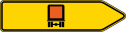 Verkehrszeichen 421-21 StVO, Pfeilwegweiser für kennzeichnungspfl. Fahrzeuge m. gef. Gütern, rechtsweisend, einseitig