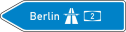 Verkehrszeichen 430-10 StVO, Pfeilwegweiser zur Autobahn, linksweisend, Höhe 450 mm, einseitig, Schrifthöhe 105 mm, zweizeilig