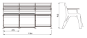 Technische Ansicht: Maße des Stuhl -Comfort- mit Gasdruckfeder (Art. 20806)