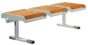 Sitzbank -Freelax- ohne Rückenlehne, aus Stahl, Sitzfläche aus Robinien-Holz, wahlweise zum Aufdübeln, Einbetonieren oder mobil