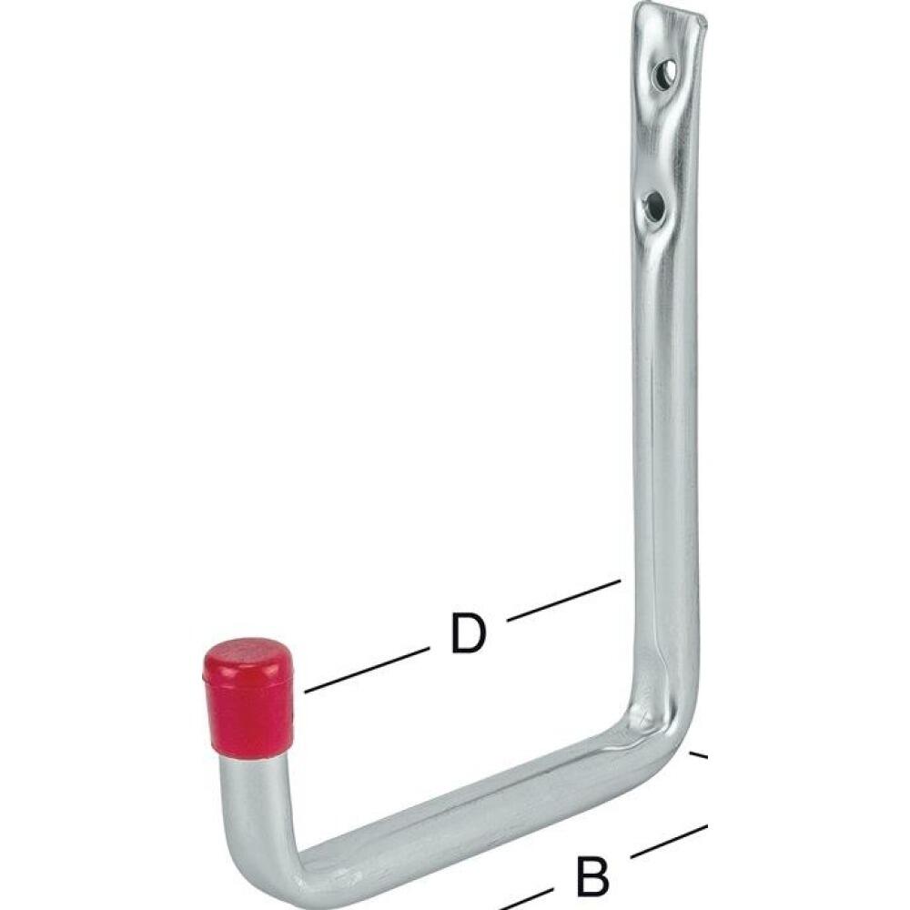 Wandhaken U-Form verzinkt, Stahl, Mantelhaken, 82mm, 114mm, 150mm, 250mm, rotgummi