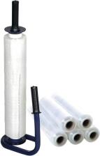 Stretchfolienset 300 m, 450 mm, 20 &mu;m, transparent, 1 Abroller, 6 Rollen, selbsthaftend,