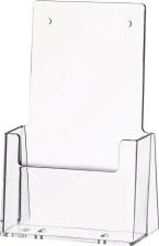 Tischprospekthalter HELIT, 1/3 DIN A4/C6, freistehend, glasklarer Kunststoff, wandmontierbar