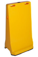 Modellbeispiel: Warnaufsteller mit schwerem Fuß, gelb ohne Schraffenfolie, Höhe 905 mm (Art. 40351)