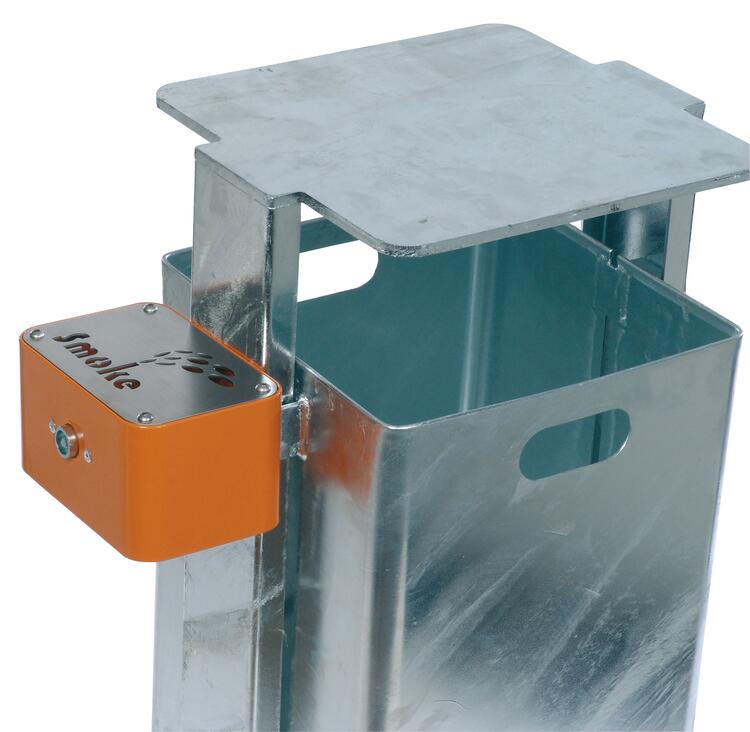 Anwendungsbeispiel: am Abfallbehälter -Phoenix-, in RAL 2000