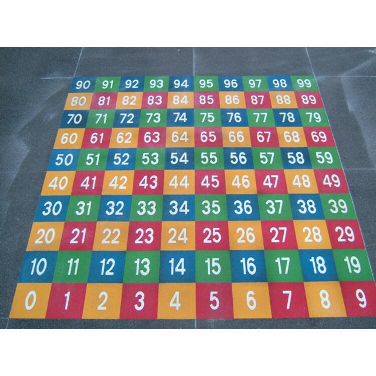 Spielplatzmarkierung Hüpfspiel DecoMark® ′Zahlenfeld′ aus Thermoplastik - Anwendungsbeispiel: