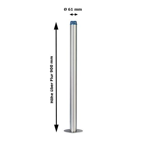 Technische Ansicht: Edelstahl-Sperrpfosten ø 61 mm -Kettenkopf- Art. - Nr. 13023-g2