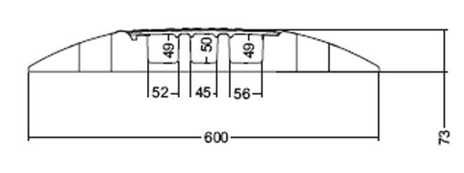 Technische Ansicht: Kabelbrücke Typ 350 Mittelstück seitlich (Art. 13829)