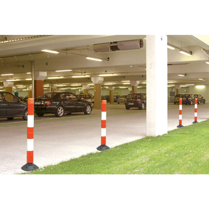 Leitzylinder ′FlexCone′ aus PE, ø 100 mm, selbstaufrichtend und vollreflektierend, rot-weiß -