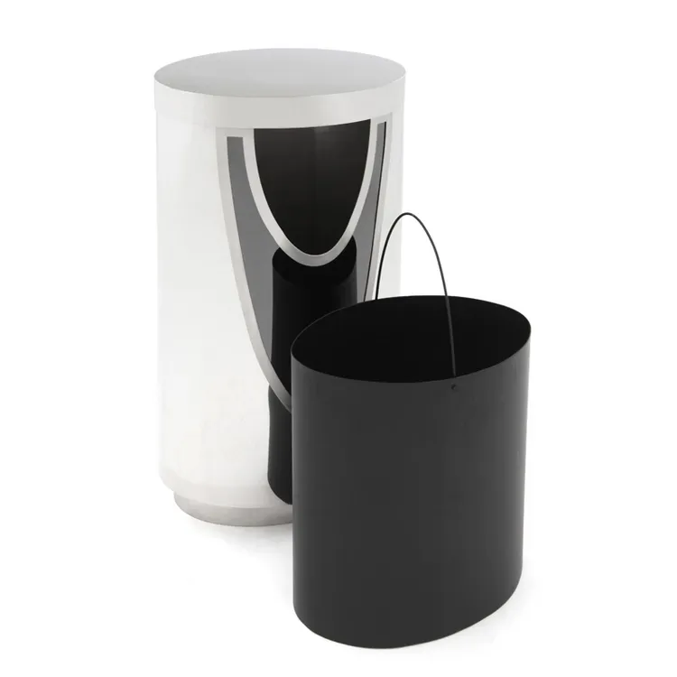 Abfallbehälter ′Design′, 30 Liter aus Edelstahl, feuerfest - Anwendungsbeispiel mit Innenbehälter: