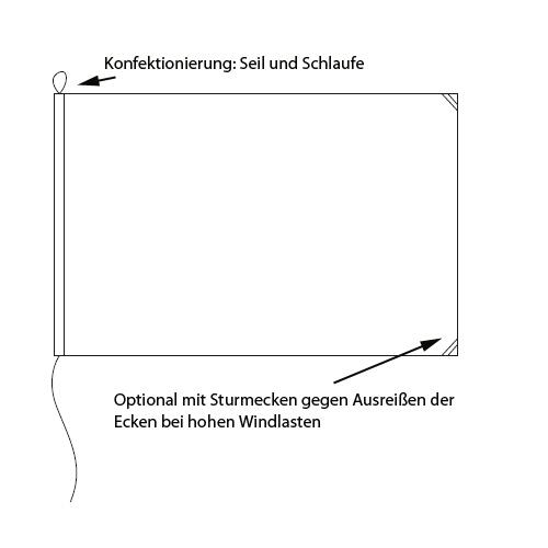 Länderflagge Slowakei, Querformat, verschiedene Größen, 110 g/m² oder 160 g/m² - Technische Ansicht: