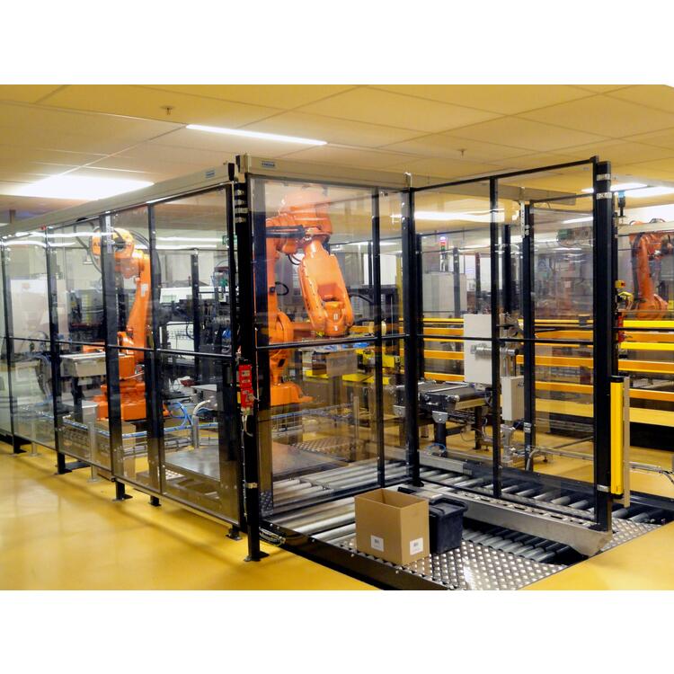 Maschinenschutzgitter Wandelement ′ST20′, Höhe 1250 mm, Breite 200-1500 mm - Anwendungsbeispiel mit 