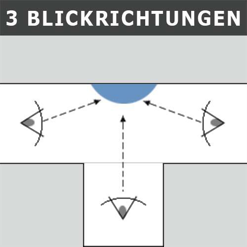 Spiegel Vumax® für Straßenbau- und Landwirtschaftsmaschinen - Detailansicht: für 3 Blickrichtungen