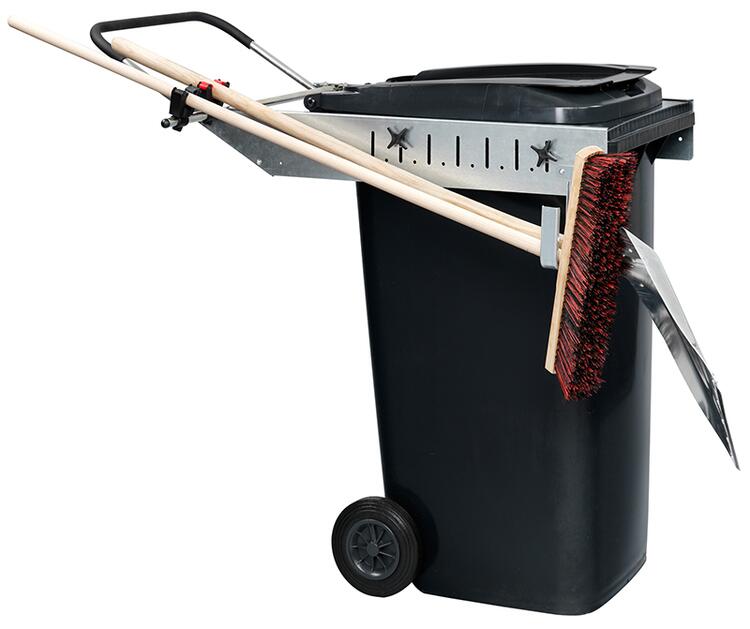 Anwendungsbeispiel mit Halterung für Stielgeräte und Abfallzange: