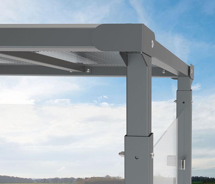 Detailansicht: Buswartehalle -Milano-Dach und Seiteverglasung (Art. 37605-05)