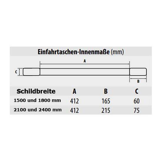 Technische Ansicht: Schneepflug -Typ SCH-P- aus Stahl, Innenmaße der Einfahrtaschen (Art. 38288 bis