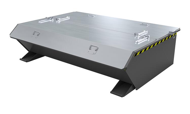 Anwendungsbeispiel: Deckel für Kippbehälter -Typ MGU 230-, 2-seitig zu öffnen - Lieferumfang ohne