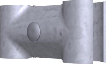 Sicherheits-Verbindungsschelle für Bauzäune, wahlweise mit höherer Blechstärke - Modellbeispiel: