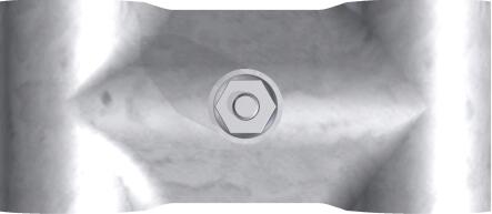 Sicherheits-Verbindungsschelle für Bauzäune, wahlweise mit höherer Blechstärke - Modellbeispiel: