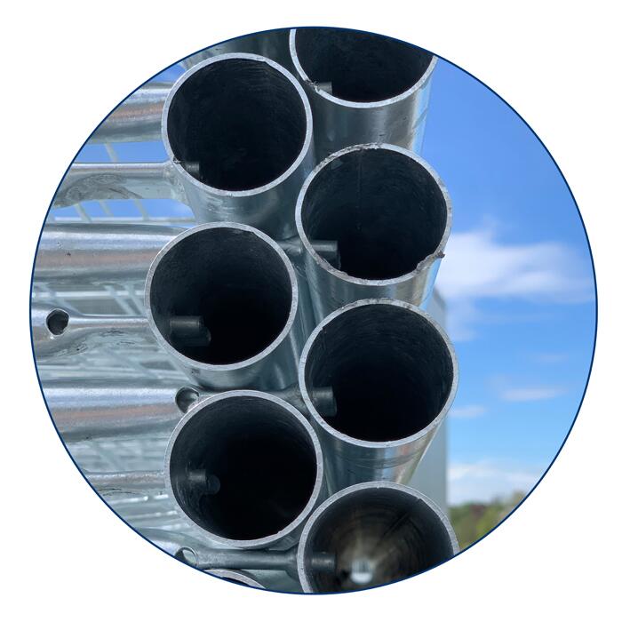 Detailansicht: Bauzaun -Profi 500- Standrohre von unten