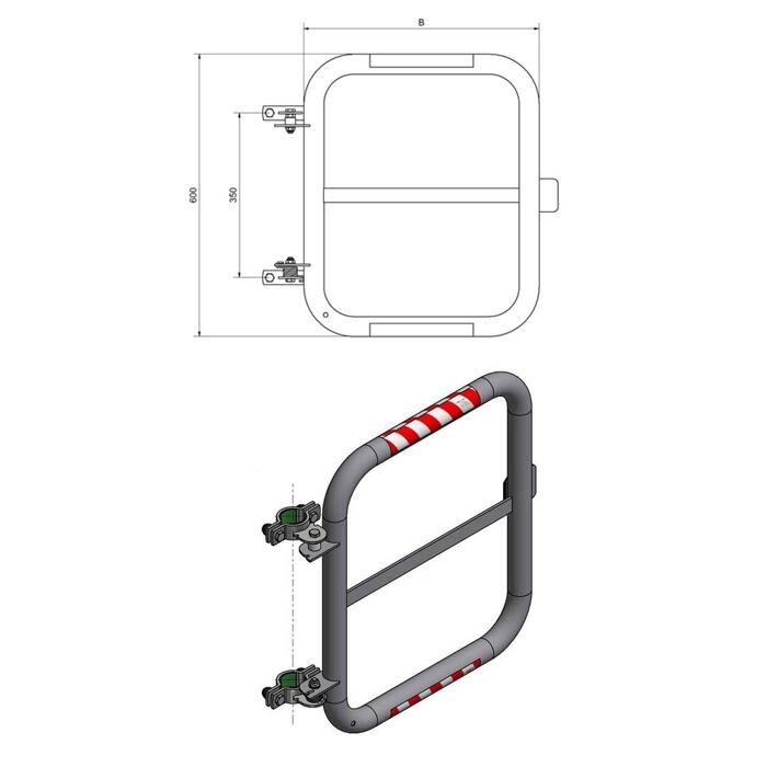 HAILO Sicherheitstür ′Safe Guardian′ für Steigleitern, aus Edelstahl, Breite 500 mm - Technische
