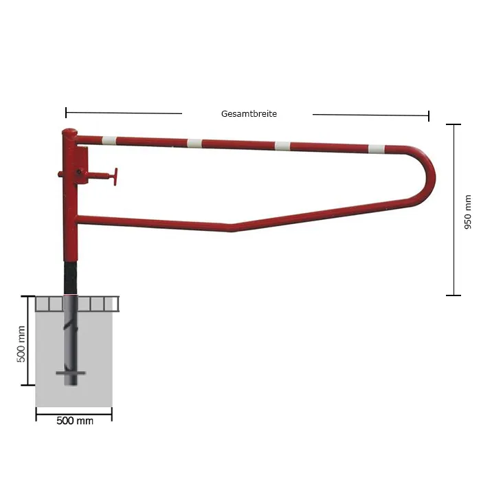 Technische Ansicht: Gatterschranke 360° drehbar (Art. 413.151bf)