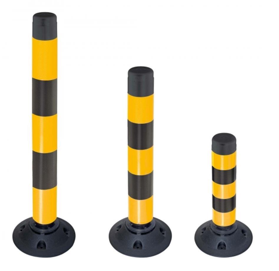 Leitzylinder ′FlexCone′ aus PE, ø 100 mm, selbstaufrichtend und vollreflektierend, schwarz-gelb - Modellbeispiele: Leitzylinder -FlexCone- (v.l.:  ...