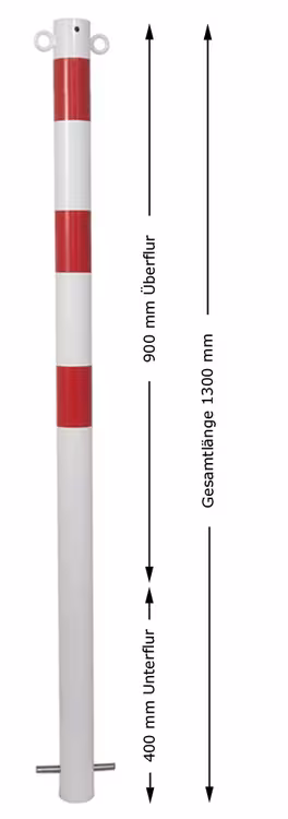 Absperrpfosten ′Bollard′ ø 60 mm, wahlweise mit Ösen - Modellbeispiel ortsfest zum Einbetonieren Art. 460b-2: