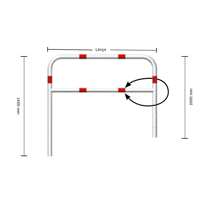 Wegesperre ′herausnehmbar/drehbar′, 1000-2500 mm, mit oder ohne Knieholm - Technische Ansicht: