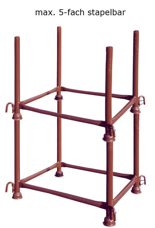 Stapelpalette 0,90 x 0,70 x 0,70 m, lackiert oder verzinkt, wahlw. mit Kranhaken o. -ösen -