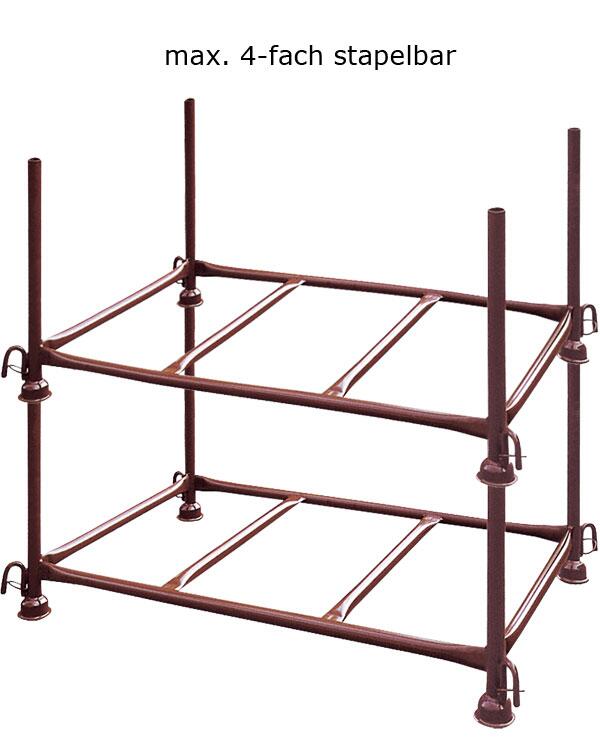 Stapelpalette 1,50 x 0,87 x 0,60 m, lackiert oder verzinkt, wahlw. mit Kranhaken o. -ösen -