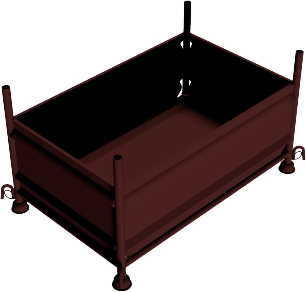 Stapelvollwandbehälter 1,47 x 0,87 x 0,50 m, lackiert oder verzinkt, wahlw. mit Kranhaken o- ösen - Modellbeispiel: Stapelvollwandbehälter mit ...