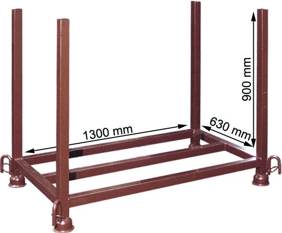Stapelpalette für Fußplatten, 1,30 x 0,63 x 0,90 m, lackiert oder verzinkt, wahlw. mit Kranhaken o. 