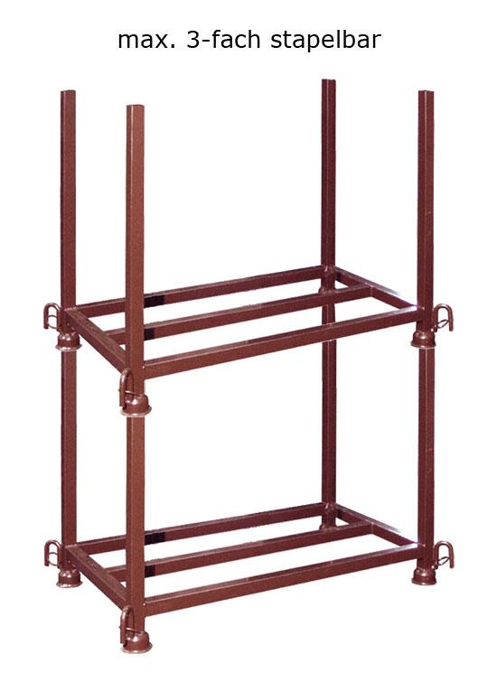 Stapelpalette für Fußplatten, 1,30 x 0,63 x 0,90 m, lackiert oder verzinkt, wahlw. mit Kranhaken o. 